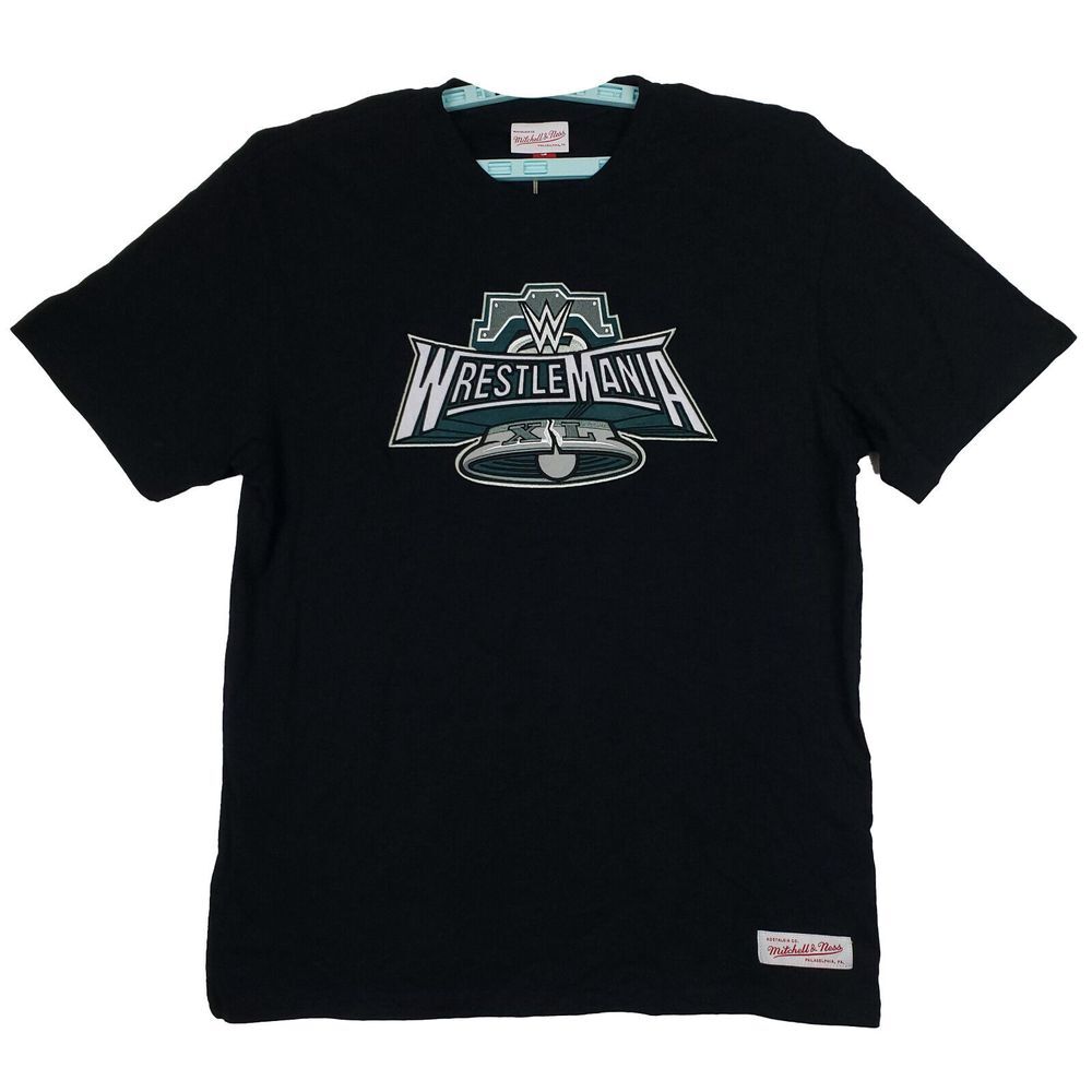 Wrestlemania XL WWE Mitchell & Ness Large Shirt Cut & Sew Logo Black NWT